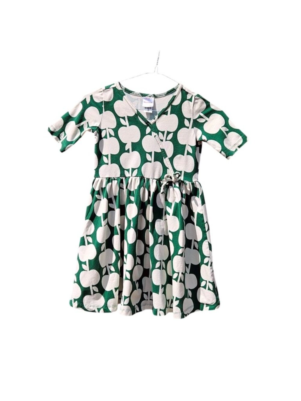 Hanna Andersson Apple Print Cotton Dress Girls Tag 6-7 Fits 5-6